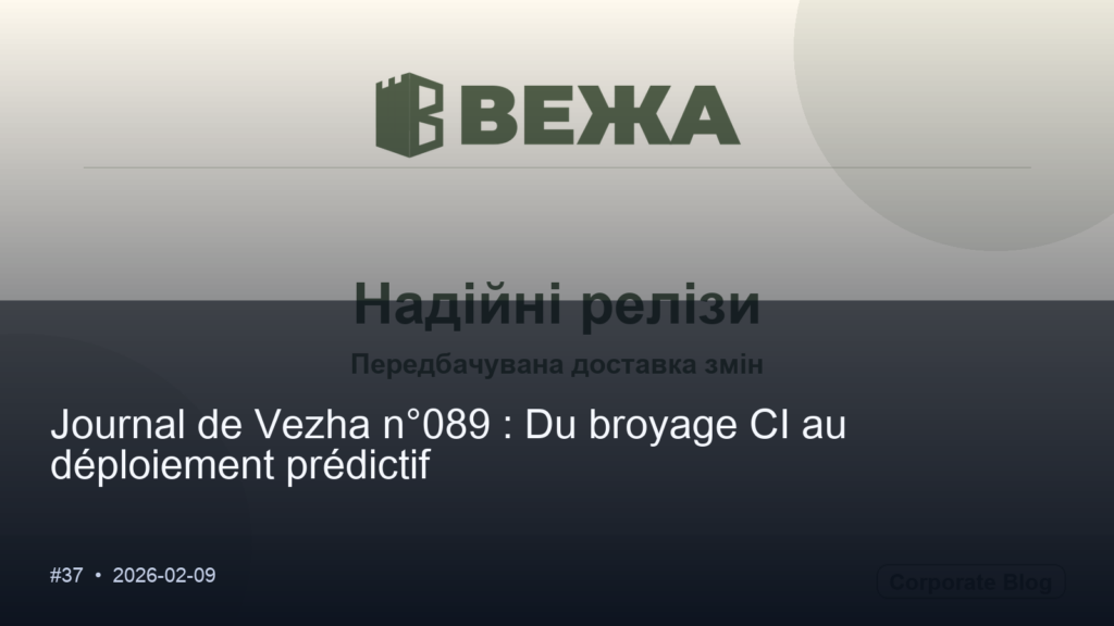 Vezha Diary #089 : Du broyage CI au déploiement projeté
