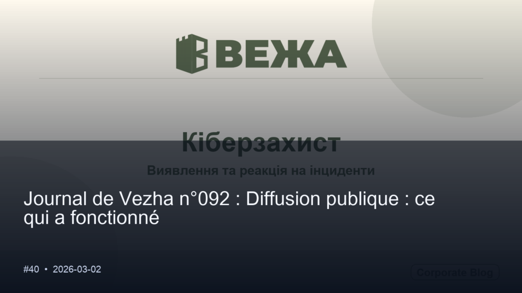 Vezha Diary #092 : Diffusion publique : ce qui a fonctionné