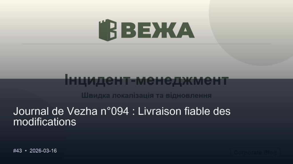Vezha Diary #094 : Livraison fiable des modifications