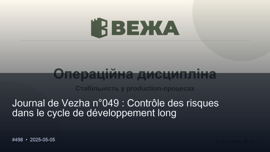 Journal de Vezha n°049 : Contrôle des risques dans le cycle de développement long